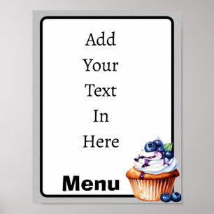 Poster Menu Personnalisable Blueberry Cupcake