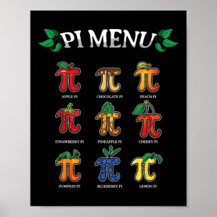 Poster Menu Pi Jour de Pi 2025 3.14 Prof de Maths Tarte M