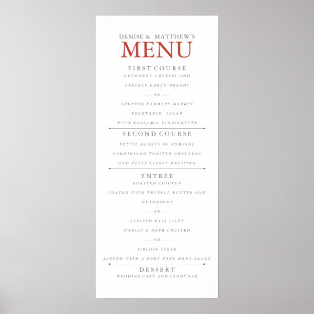 Poster Menu Poinciana de 4 po x 9 po (Devant)