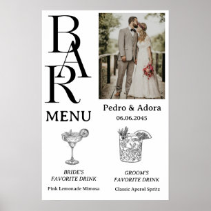 Poster Menu Simple Bar de Mariage