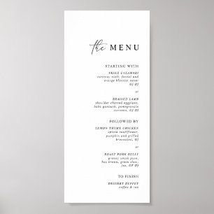 Poster Menu simple de mariage minimaliste noir et blanc p