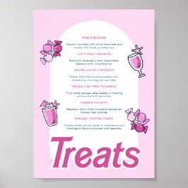 Poster Menu Soins sucrés à la fête rose