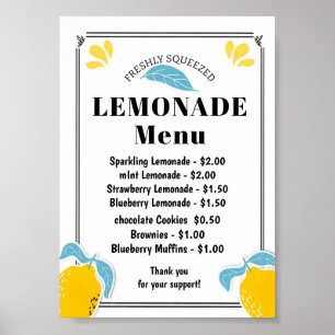 Poster Menu stand Lemonade