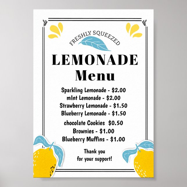 Poster Menu stand Lemonade (Devant)