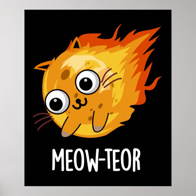 Poster Meow-teor Funny Meteor Pun Dark BG (Devant)