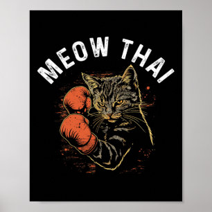 Poster Meow Thai Funny Muay Thai Boxe Chat Arts Martiaux