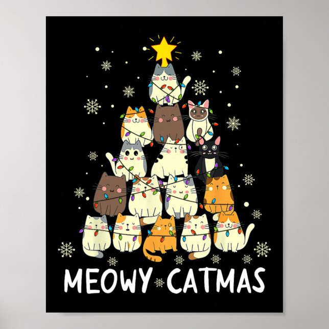 Poster Meowa Catmas Chat Noël Arbre de Noël Filles Garçon (Devant)
