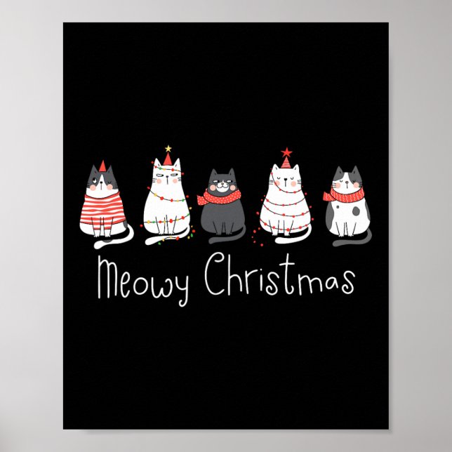 Poster Meowa Catmas Chat Noël Cute Chats Lover Père Noël  (Devant)
