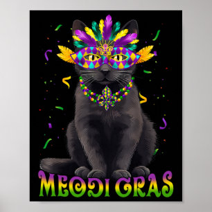 Poster Meowdi Gras Mardi Gras Amateur de Chat La Nouvelle