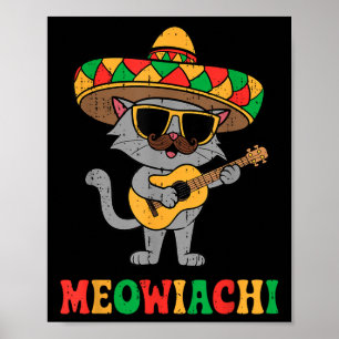 Poster Meowiachi Chat Mariachi Funny Cinco De Mayo Mexiqu