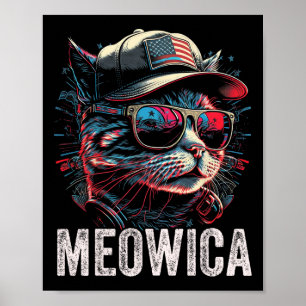 Poster Meowica 4 juillet chat américain Drapeau Amérique