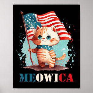 Poster Meowica Chat Pour 4 juillet Etats-Unis Patriotique