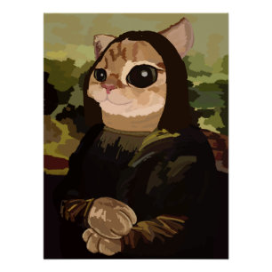 Poster Meowlisa Drôle Mona Lisa Visage de Chat