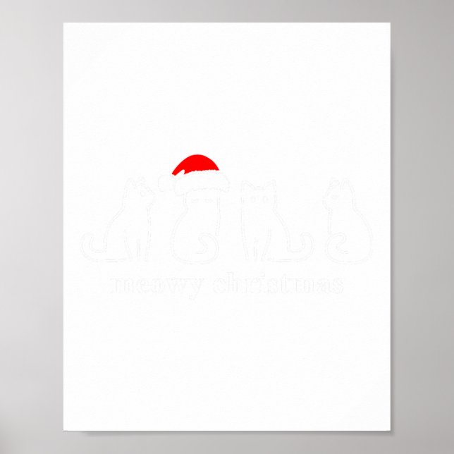 Poster Meowo Catmas Chat Noël Cute Kitten Chats Père Noël (Devant)