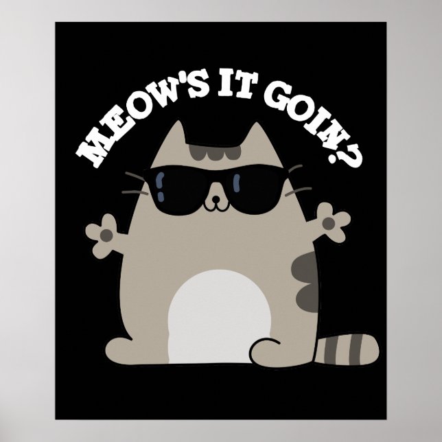 Poster Meow's It Goin Funny Chat Pun Dark BG (Devant)