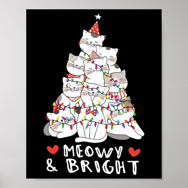 Poster Meowy Et Brillant Chat Tree Cute Animal Kitten Chr (Devant)