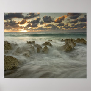 Poster Mer des Caraïbes, îles Caïmans. Ondes de fracturat