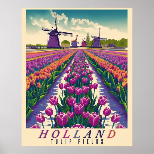 Poster Mer des Tulipes - Hollande Vintage (Devant)