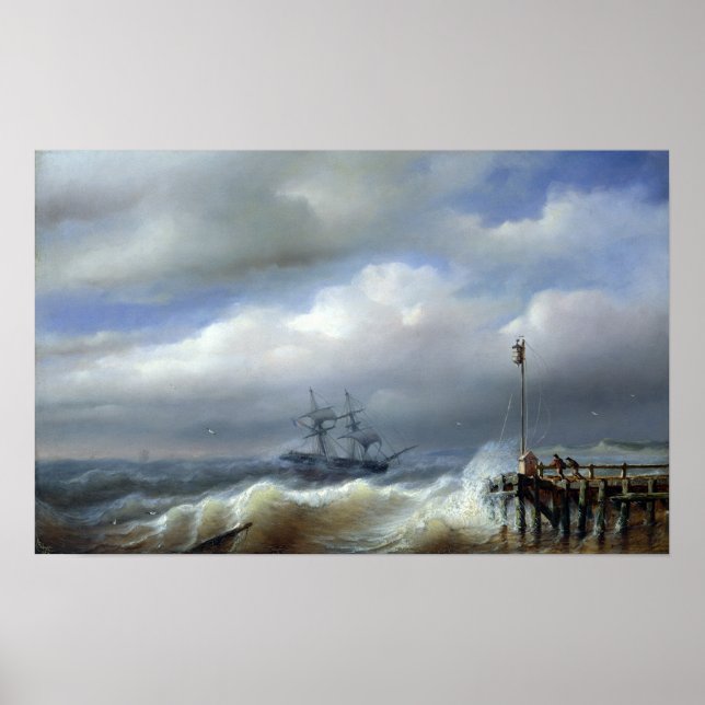 Poster Mer rugueuse dans la tempête, 1846 (Devant)
