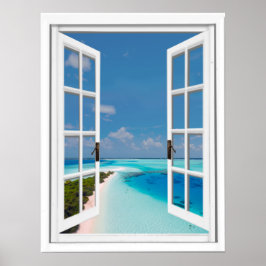 Poster Mer tropicale et ciel bleu Vue artificielle de la 
