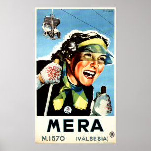 Poster MERA VAL SESIA Italie Vacances Voyage Ski Vintage