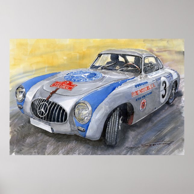 Poster Mercedes Benz 300 SL 1952 Carrera Panamericana Mex (Devant)