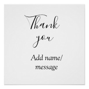 Poster Merci ajoutez un nom message simple calligraphie é