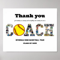 Merci Coach Softball Team Photo Collage