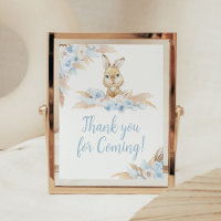 Merci de Baby shower Bleu Boho Bunny pour venir