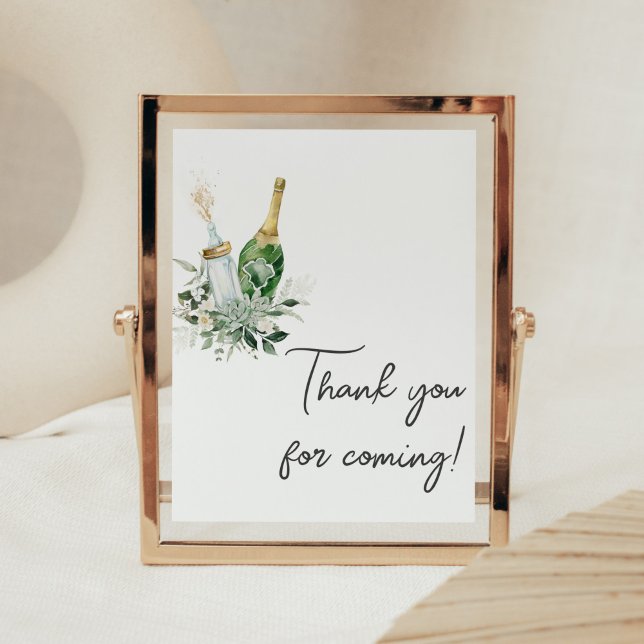 Poster Merci de Baby shower de bouteilles Poppin pour ven (Poppin' Baby Bottles Baby Shower Thank you for Coming Sign)
