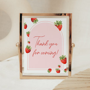 Poster Merci de Baby shower de fraise rouge pour venir