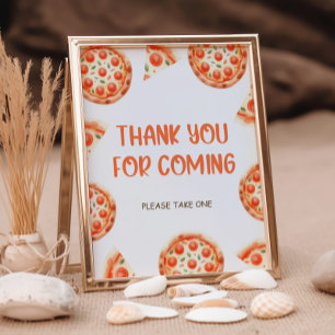 Poster Merci de Baby shower de pizza pour le signe à veni