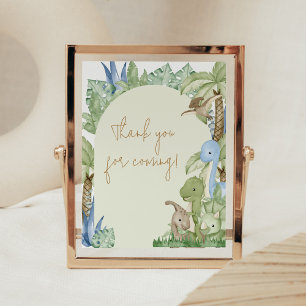 Poster Merci de Baby shower Dinosaur verdoyant pour venir