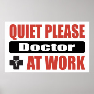Poster Merci De Bien Vouloir Le Docteur Au Travail