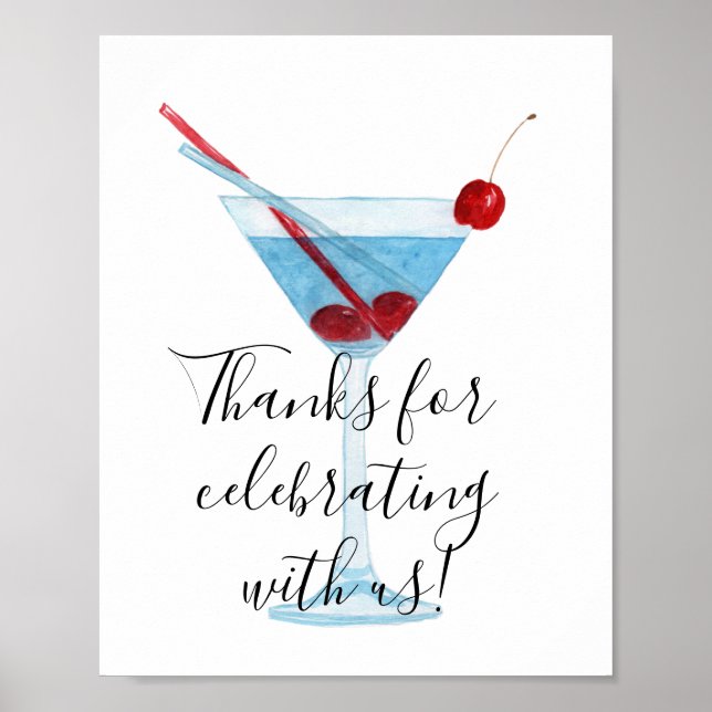 Poster Merci De Célébrer Avec Nous Cocktail Verre Mur (Devant)