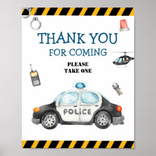 Poster Merci de fête d'anniversaire de la police de l'enf