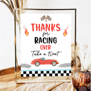Poster Merci de Racing Over Race Car Two Fast Birthday