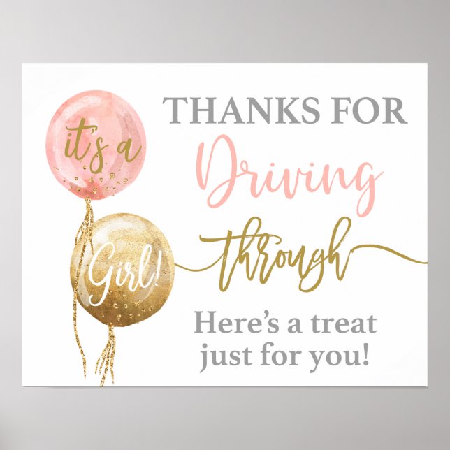 Poster Merci de traverser baby shower girl (Devant)