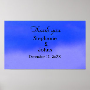 Poster Merci Deep Blue Cloud Abstrait Art Mariage