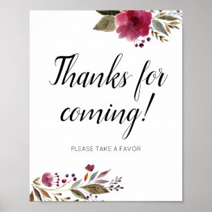 Poster Merci D'Être Venu Favoriser La Bourgogne Florale