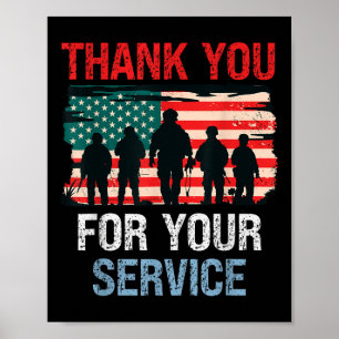 Poster Merci Drapeau Usa Pour Votre Service - Mémorial