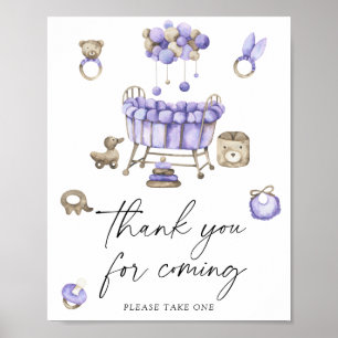 Poster Merci du baby shower de la crèche pour venir
