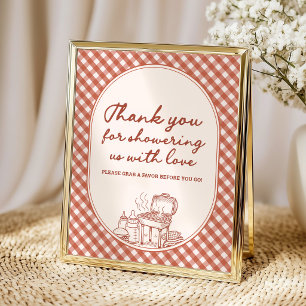 Poster Merci Favor Bébé Q BBQ Couple Baby Shower