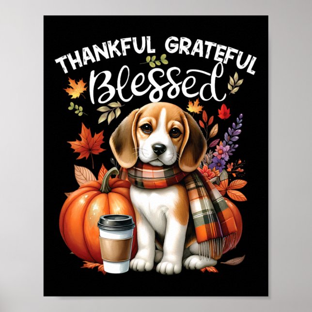 Poster Merci gracieux Beagle Chien Heureux Chute Y' (Devant)
