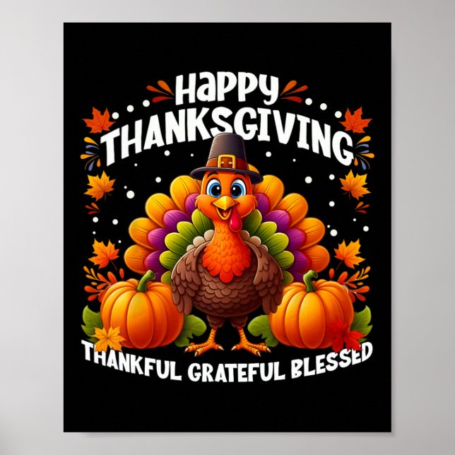 Poster Merci Grateful Bon thanksgiving Turke (Devant)