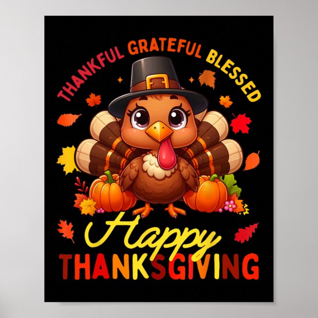 Poster Merci Grateful Bon thanksgiving Turke (Devant)