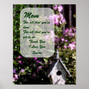 Poster Merci Maman Fleur Jardin Art personnalisé