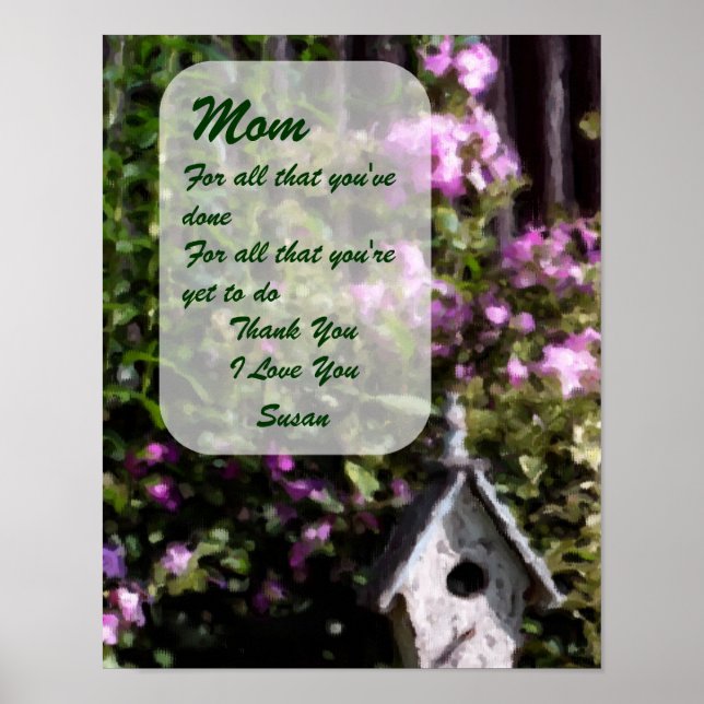 Poster Merci Maman Fleur Jardin Art personnalisé (Devant)