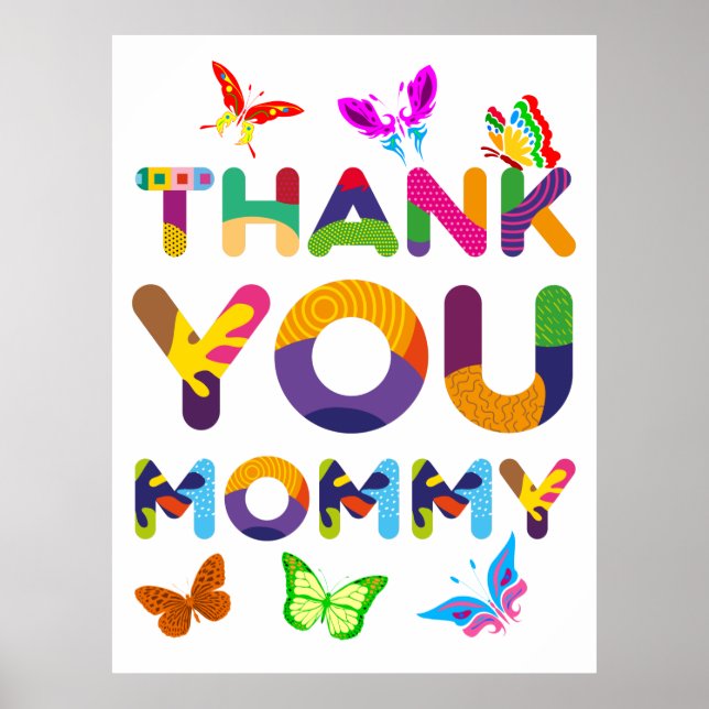 Poster Merci Mommy coloré (Devant)