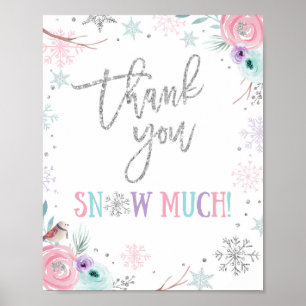 Poster Merci Neige beaucoup Hiver Anniversaire
